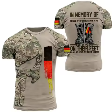 Germany National Flag Camouflage Graphic T Shirt for Men Clothing German Eagle Emblem Camo T-shirt F