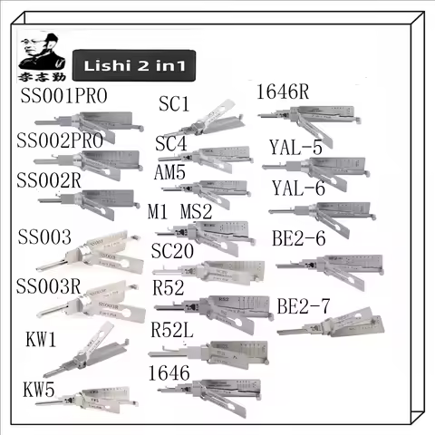 SS003 SS003R SS001 SS002 SS002R R52 KW1 KW5 SC1 SC4 SC20 M1/MS2 AM5 R52L Lishi 2 in1 Locksmith Tools