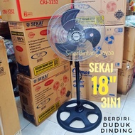 SEKAI Kipas angin Berdiri Duduk Dinding 3in1 18inh ST1851 Baling Metal