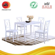 P2U SNN  Set Meja Makan 4+1 Seat Putih / Set Makan/ 4+1 Dining Set White/ Dining Table Set