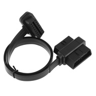 3 In 1 OBD-II 90 Degrees L Type 16 Pin Male to Double 16 Pin Female 58cm Auto Extended Connector Cab