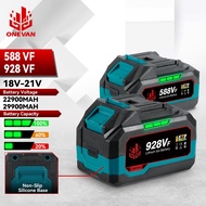 ONEVAN 21V Lithium Battery 928VF 29900mAh 588VF 22900mAh Indicator Rechargeable Power Tool For Makit