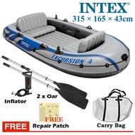 PROMOTION 68324  INTEX EXCURSION 4 Inflatable 4 - 5 Person Swimming Fishing Boat Canoeing + Paddles 