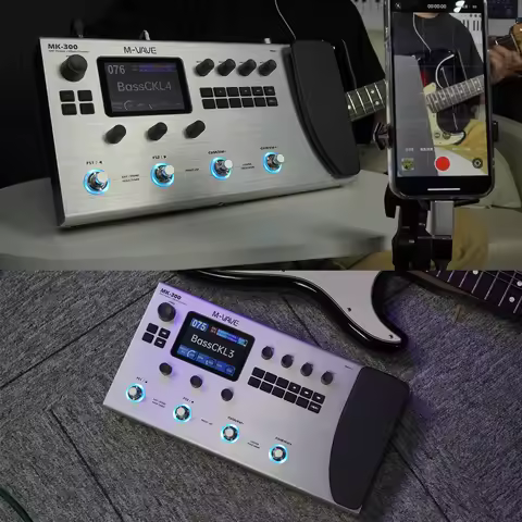 M-VAVE MK-300 Electric Guitar Bass Multi-Effects Processor Pedal 150s Looper 128 Drum 11 FX Modules 