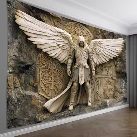 Glam Style 3D Angel Wall Tapestry for Polyester Hanging Decoration for Living Room, Bedroom, Office 