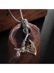 1 chiếc vòng cổ mặt dây chuyền rìu Viking bằng thép không gỉ, mặt dây chuyền rìu'sáng tạo dành cho n
