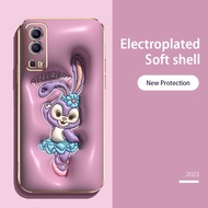 3D Visual Effects Phone Case for Vivo Y72 5G Y52 5G V21E 5G Cute Cartoon Rabbit Dinosaur Pattern Sof