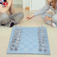 Sharprepublic Frosted Chess Set Portable 13.78'x13.78'' Family Board Game Classic Strategy