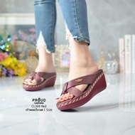 PROUD LANLANA*CL168 รองเท้าเสริมส้นสูง2.5นิ้ว ไหมดิ้นทองสวมหน้ายิปแซง