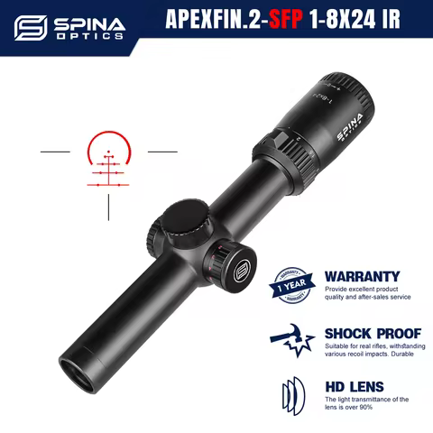 SPINA OPTICS ApexFin LPVO 1-8x24 Riflescope With Red&Green Illumination Red Dot Sight PCP Carbine M4