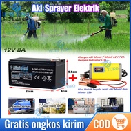 AKI-12V8AH-MOTOLED ASLI Aki Tangki Semprot 12V 8AH  Aki Sprayer Aki Kering  12 Volt 8AH /12V8AH Aki 