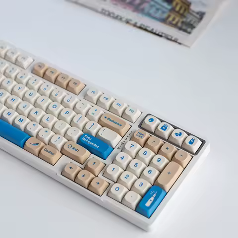 Soy Milk Keycaps Blue White Simple Style Color MA PBT Sublimation Process For 108 104 98 87 84 68 61
