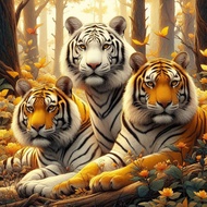 Print Poster, THREE TIGER, JUMBO Size, 100x70cm & 150x100cm & 200x100cm/Wall Decoration/ Print Paint