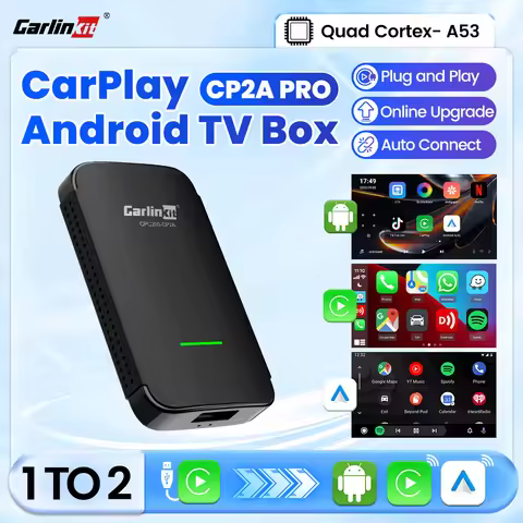 CarlinKit CP2A Pro Android TV Box &Wireless Android Auto & CarPlay 3-In-1 Adapter Wireless Auto Conn