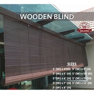 Wood Blind 5' (W) X 4' (H) - 12' (H) Bidai Kayu Meranti Solid Wood Premium Curtain Outdoor Indoor Home Interior Garden