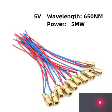10PCS Adjustable Mini Laser Pointer Diode RED Dot Laser Diod Circuit 3V/5V 5mW 650nm Module Pointer