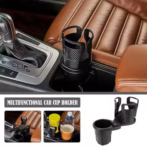 Car Mounted Anti-Slip Cup Holder 2-in-1 Adjustable Dual Cup Multifunctional Space Holder Expander Ca