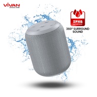 VIVAN Bluetooth Speaker Surround Sound 360° Waterproof IPX6 Hi-Fi TWS Micro SD AUX VS12