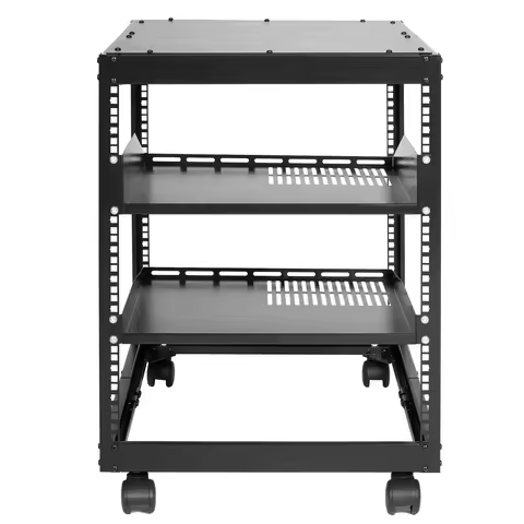 SucceBuy Open Frame Server Rack 12U/15U/20U Floor Standing or Wall Mounted with Adjustable Depth for
