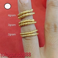 24K Cincin emas asli london dan london murni model selisih lilit polos