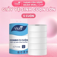 [OUTLET S4] COMBO 5 ROLLS OF INDUSTRIAL TOILET PAPER 700G 1 ROLL 2 LAYERS SOFT, ABSORBENT, EASY TO D