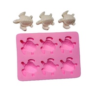 6連烏龜海龜金錢龜動物翻糖硅膠模具diy蛋糕裝飾烘焙香薰石膏蠟燭