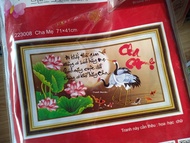 Tranh thêu Cha Mẹ Hoa Sen 223008 kích thước 71 x 41cm Tranh Mariko