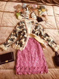 專櫃品牌Moiselle兔毛滿載花系編亮片精緻蕾絲外套