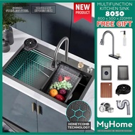 Honeycomb NANO SUS304 Stainless Steel Flying Rain Waterfall Multifunction Kitchen Sink Workstation S