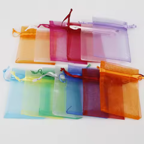 10Pcs/lot 7x9cm/9x12cm/10x15cm/13x18cm/15x20cm/17x23cm/20x30cm Organza Bags Jewelry Packaging Bags W