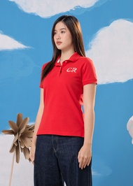 คร็อคโคไดล์เสื้อโปโลสีแดงมะเขือเทศเชอร์รีทรงเข้ารูปพร้อมลายปัก CROCODILE CHERRY TOMATO WOMEN TAPERE