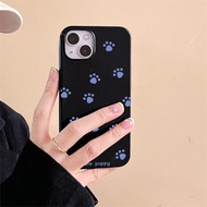 Bright Black Dog Paw Prints Couple Case Compatible for IPhone 16 14 15 Pro Max 13 12 11 Plus XS X XR