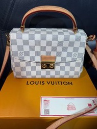 Louis Vuitton LV 白色棋盤格帆布Croisette 兩用包