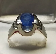 藍寶石男戒 925純銀戒指 簡約質感 藍色戒指 禮物