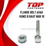MESIN FLANGE Bolt 6X60 KEY 8 M6 WHITE MOTORCYCLE ENGINE BLOCK BOLT M6X60 FLANGE NUT THREAD 10