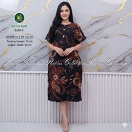 Kencana Ungu Daster 54 KUB Label Short Sleeve Dasterbiru Below the Knee 3 Front Buttons for Nursing