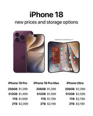 iPhone 18 系列新價錢及儲存選項