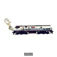 GANTUNGAN Railindo - CC203 White Train Locomotive Keychain Side View Liverybiru (Long)