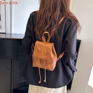 AXIOM PU Backpack, Brown Small Pack Solid Color Shoulder Bag, Simple Handbag Korean Style PU Retro B