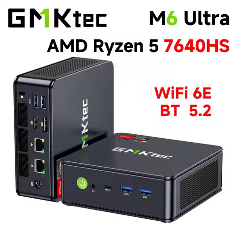 GMKtec M6 Ultra Mini PC AMD Ryzen 5 7640HS DDR5 M.2 2280 SSD Win11 Pro USB4 2.5G LAN WiFi6E BT5.2 De
