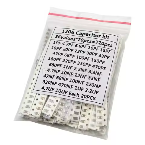 36Values 1pF-10uF Electronic Capacitor set 1206 SMD Ceramic Capacitors assortment kit 22PF 47PF 22NF