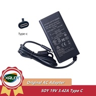 Genuine SOY-1900342-327 Switching AC Adapter 19V 3.42A USB-C Type C 64.98W Charger 65W Power Supply