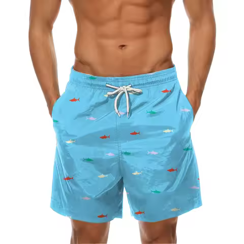 Men Beach Fashion Swimwear Shorts Mens Spring Summer Casual Shorts Pants Printed Sports Beach Pants 