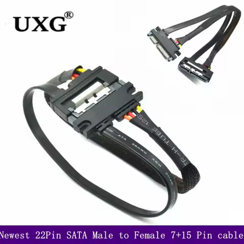 Newest 30cm 22Pin SATA Cable Male to Female 7+15 Pin Serial ATA SATA Data Power Combo Extension Conn