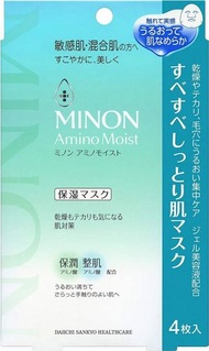 MINON - MINON 蜜濃 氨基酸滋潤保濕 平衡淨肌精華面膜 4片 綠-平行進口