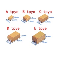 CHIP 10PCS A B C D Case Tantalum capacitor 6V 10V 16V 25V 35V 50V  0.1UF 1uf 2.2UF 4.7UF 10UF 22UF 3