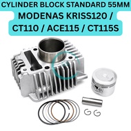 CYLINDER BLOCK KIT STANDARD 55MM COMPLETE PISTON RING SET MOTOR MODENAS KRISS 120 KRISS120 CT110 ACE