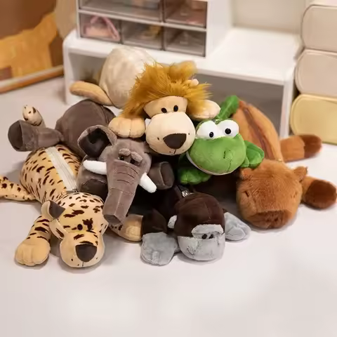 Simulated Small Animal Plush Pencil Case Student Stationery Bag Pencil Case Large Capacity Multi-Fun