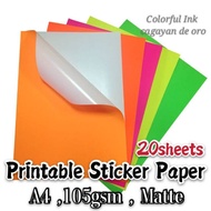 (20pcs) K&amp;E PRINTABLE Sticker Paper 80gsm A4 Matte for inkjet printer printing