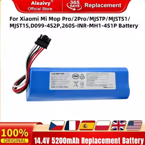 4S2P Battery 14.4V 6500mAh for Xiaomi Mi Robot Vacuum-Mop 2 Pro Replacement for Model MJSTS1 C101 MJ